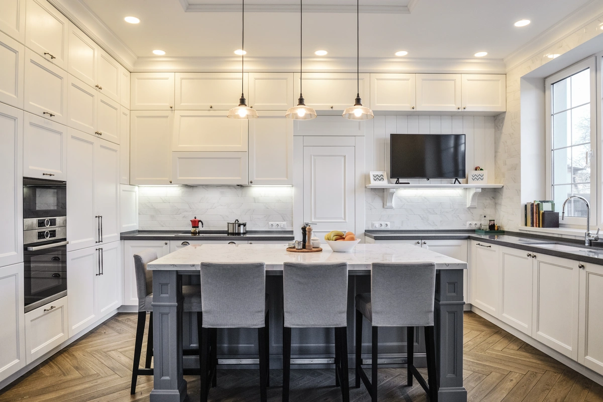 pendant lighting in new renovated kitchen