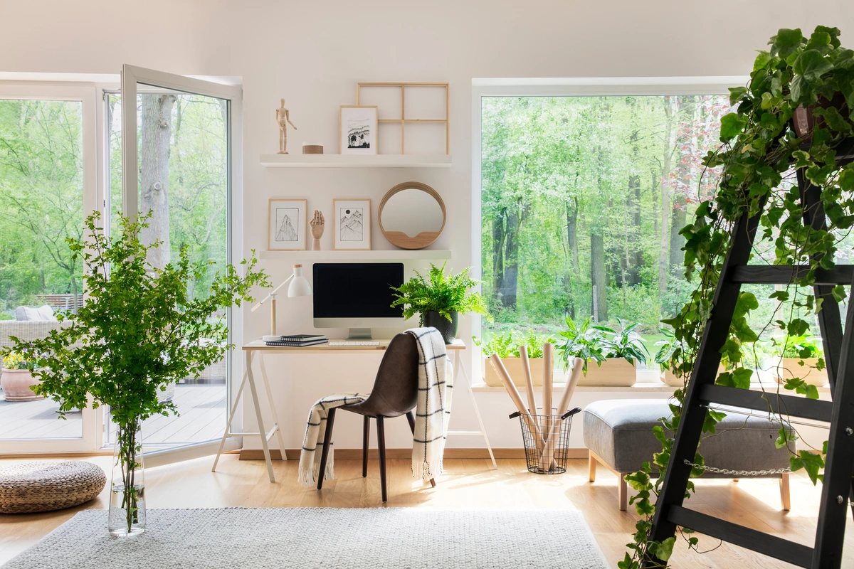 newly-installed shelves in remodeled home