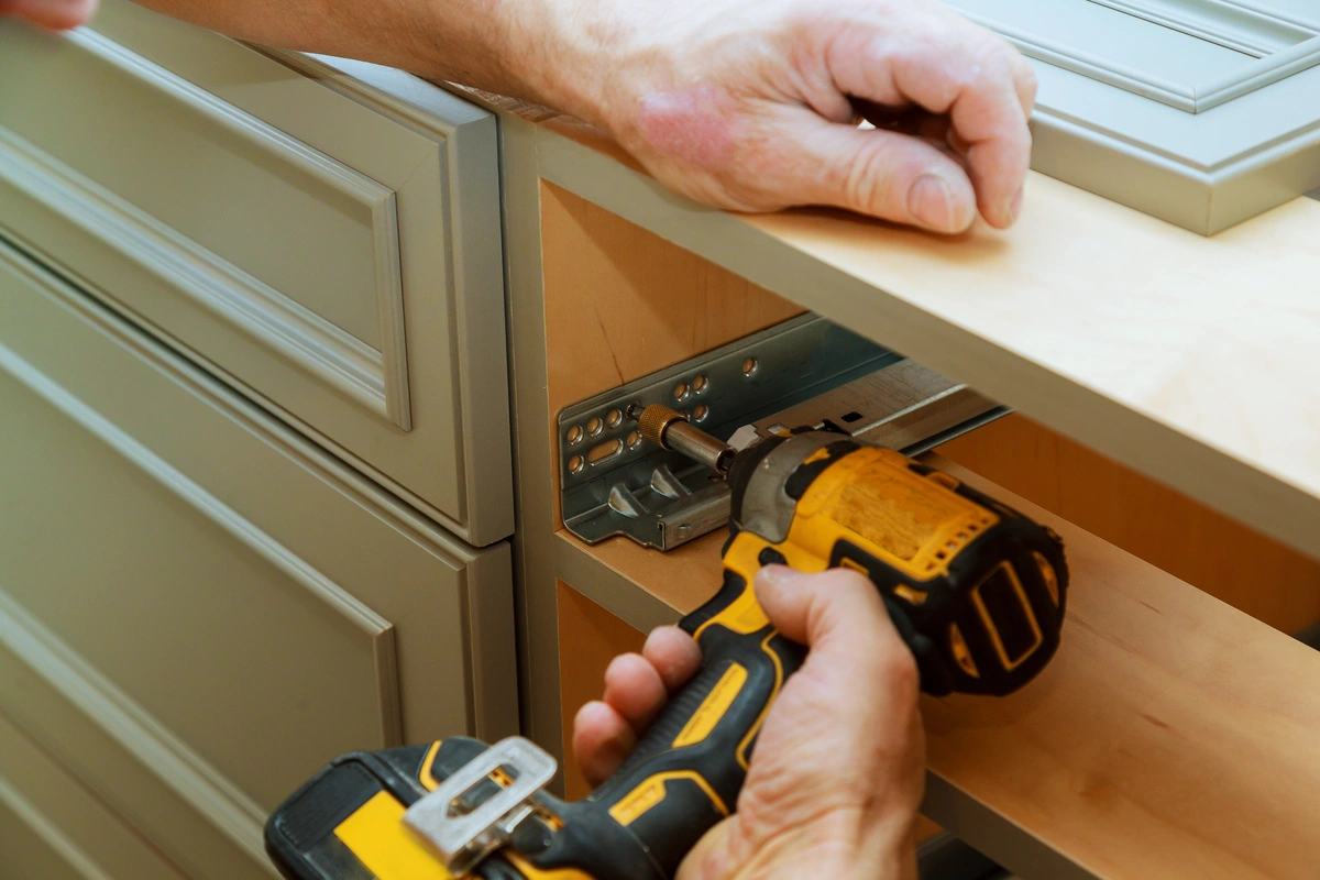 cabinet door installed in kitchen remodel